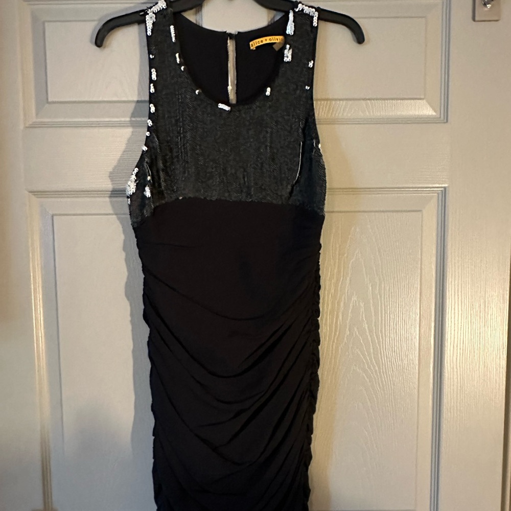 Alice + Olivia Black Matte Sequin Dress